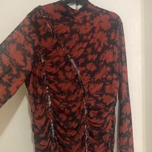 Cable & Gauge Red and Black Floral Blouse